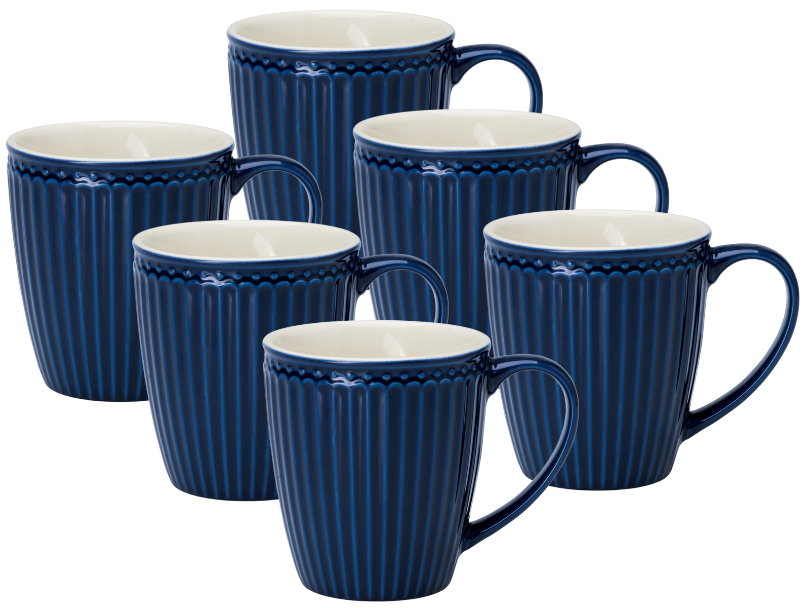 Greengate Alice Becher mit Henkel dark blue 0,4 l Set6 Freisteller