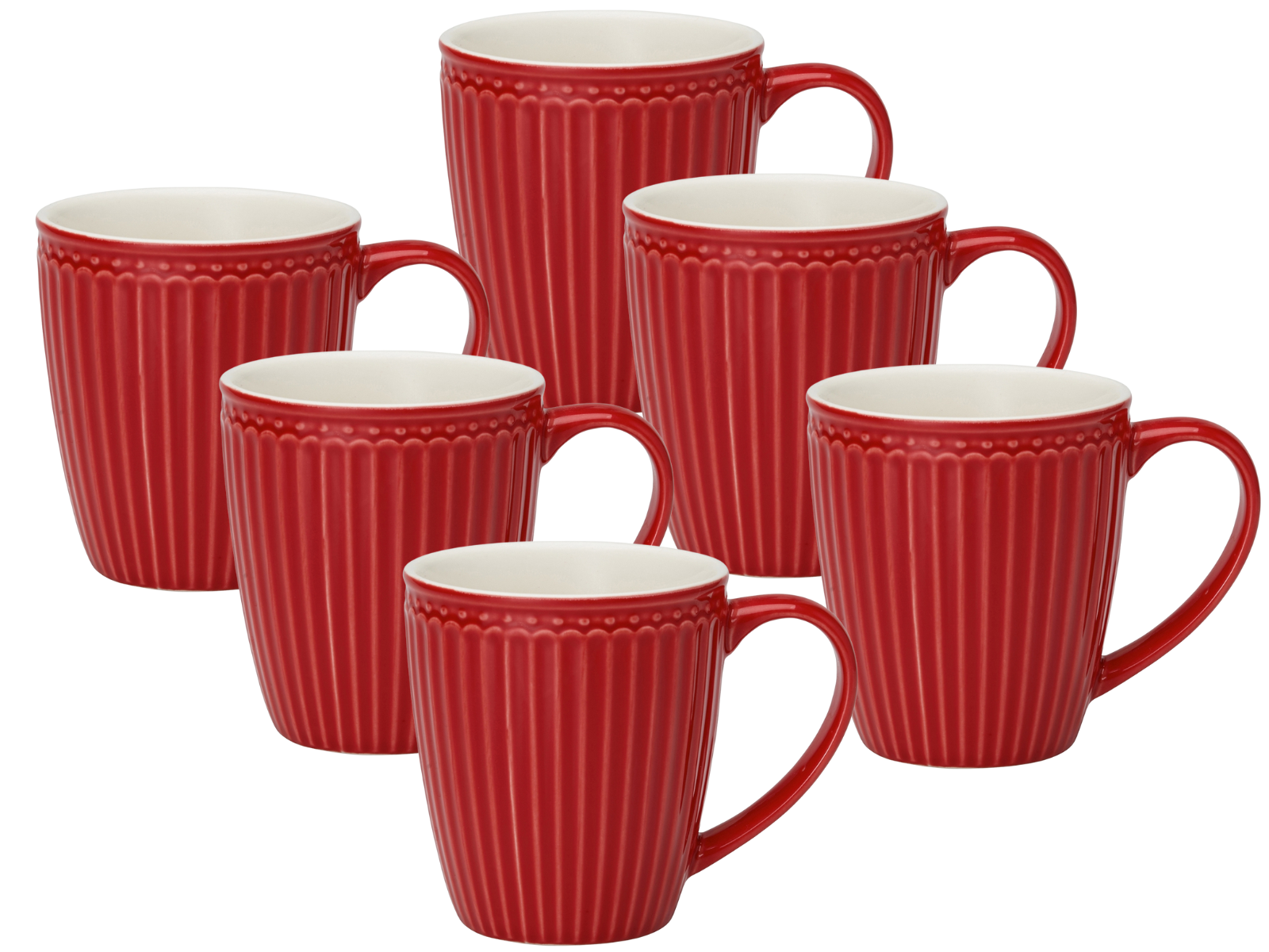 Greengate Alice Becher mit Henkel red 0,4l Set6 Freisteller