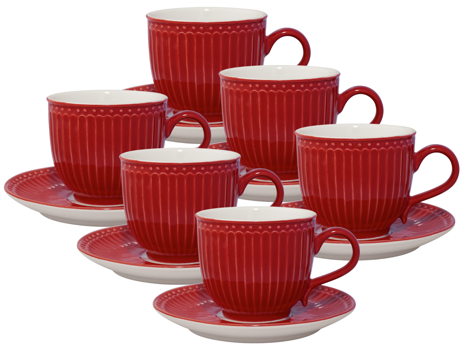 Greengate Alice Tasse mit Untertasse red 8,5 cm Set6 Freisteller