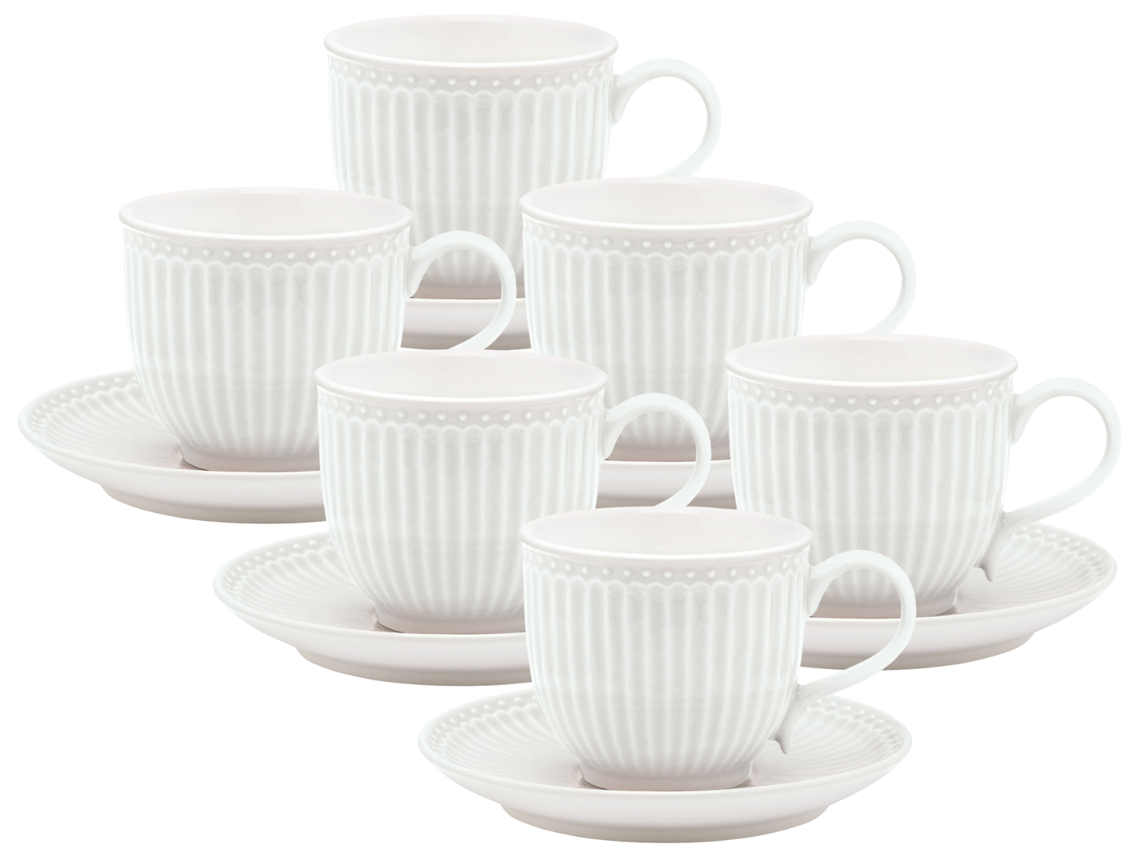 Greengate Alice Tasse mit Untertasse white 8,5cm Set6 Freisteller