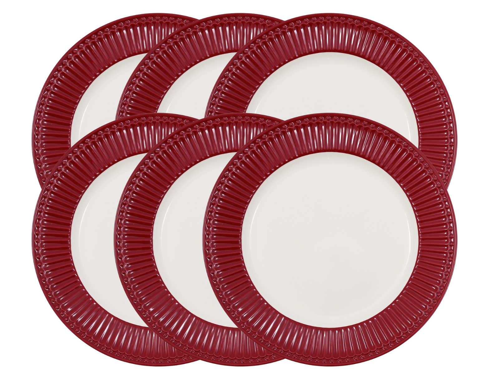 Greengate Alice Speiseteller claret red 26,5 cm Set6 Freisteller