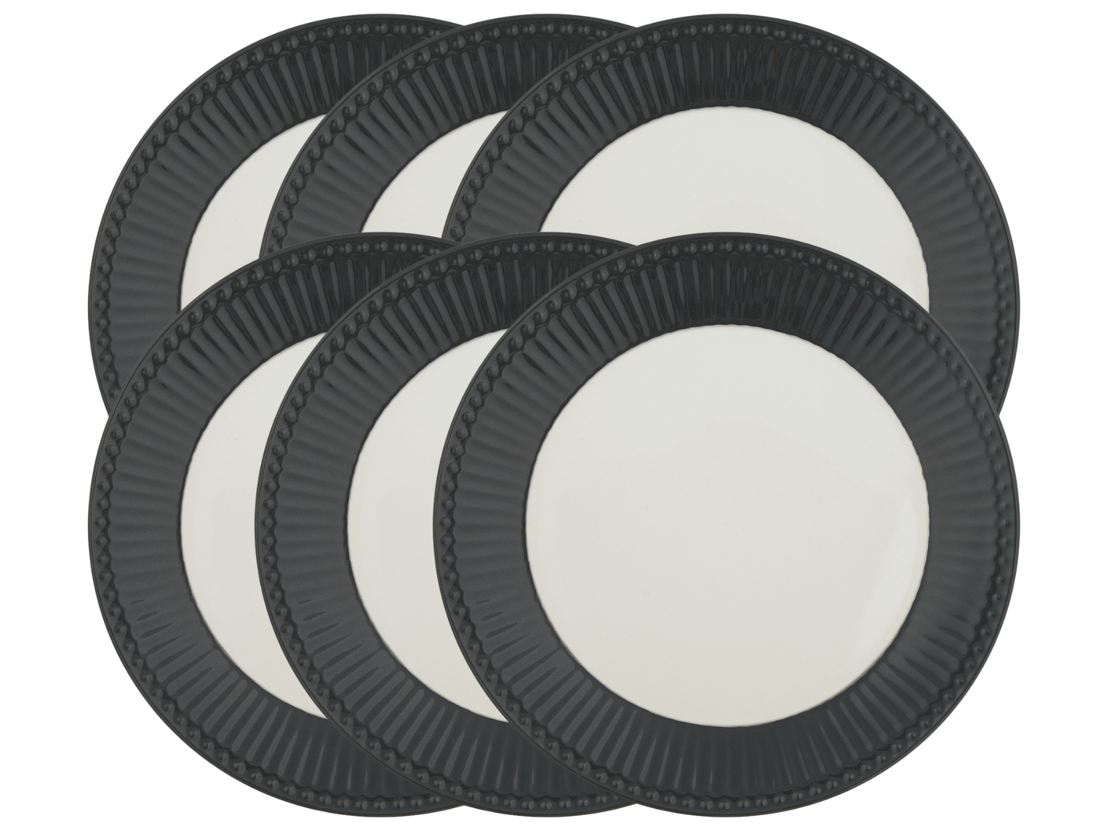 Greengate Alice Speiseteller dark grey 26,5 cm Set6 Freisteller
