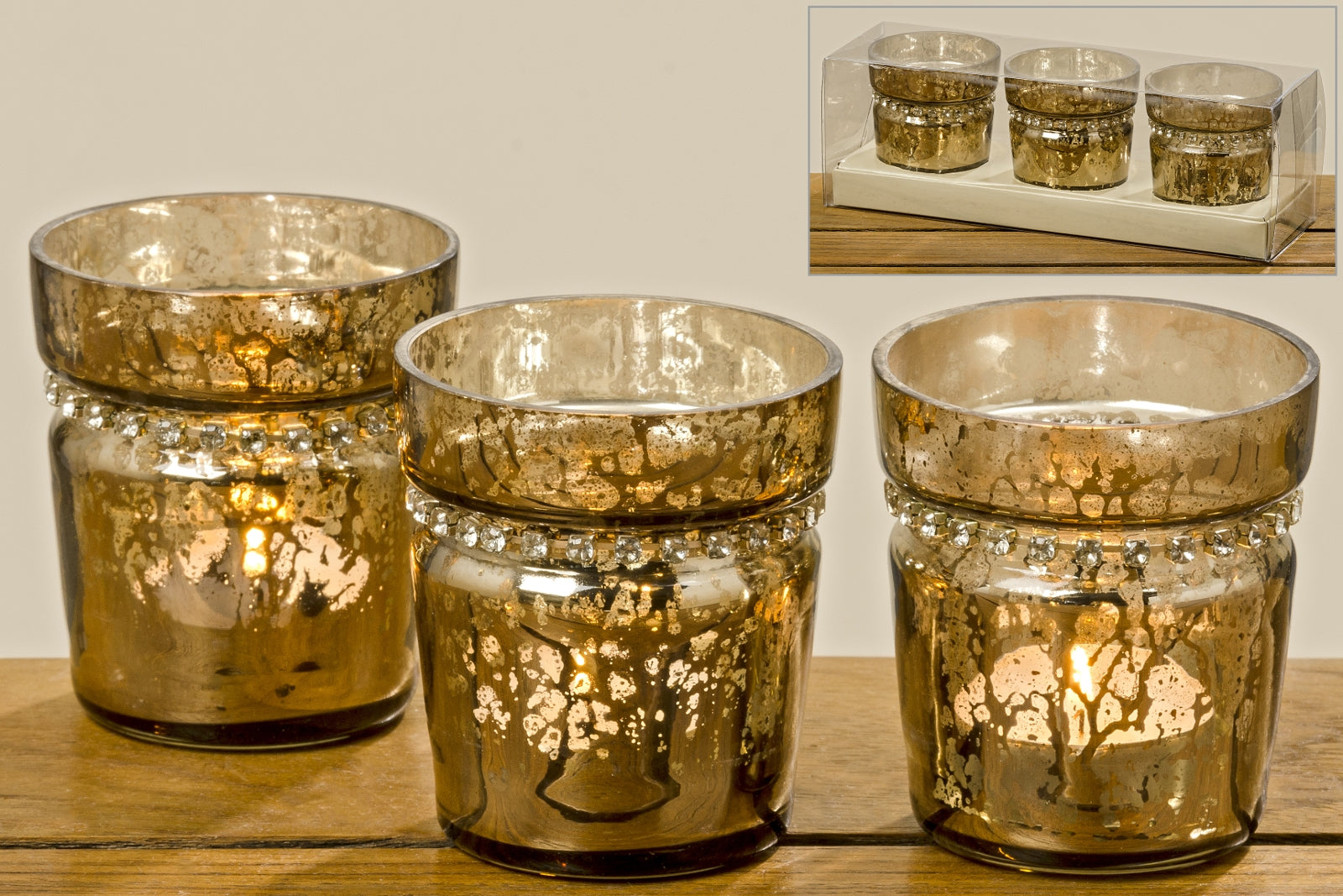 Boltze Raima Wndlichtset champagner 7 cm Set3