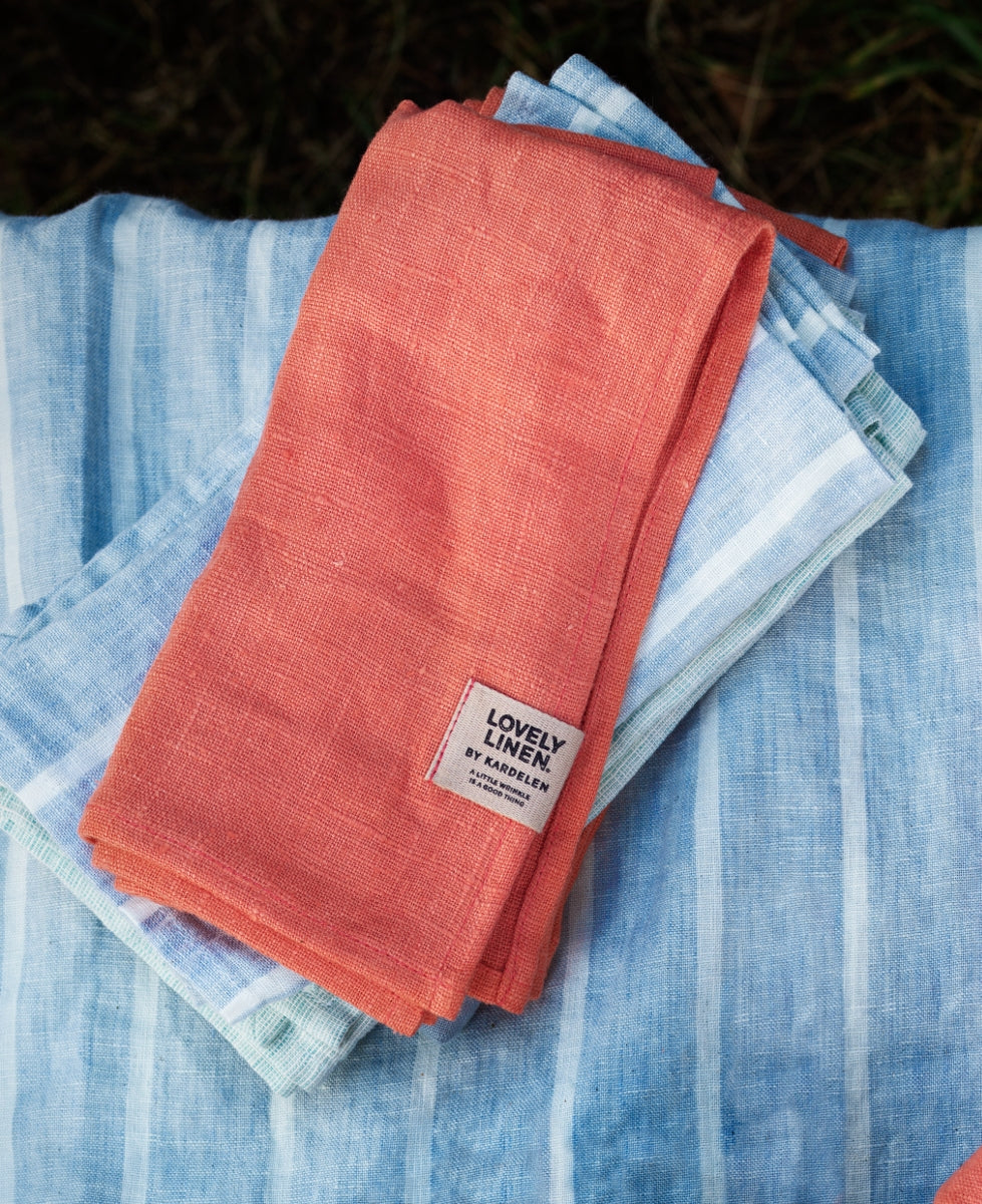 Lovely Linen Stripe Serviette Leinen sky (1 Stück)