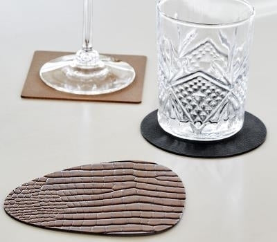LIND DNA CROCO Untersetzer Curve silver-black 11 x 13 cm