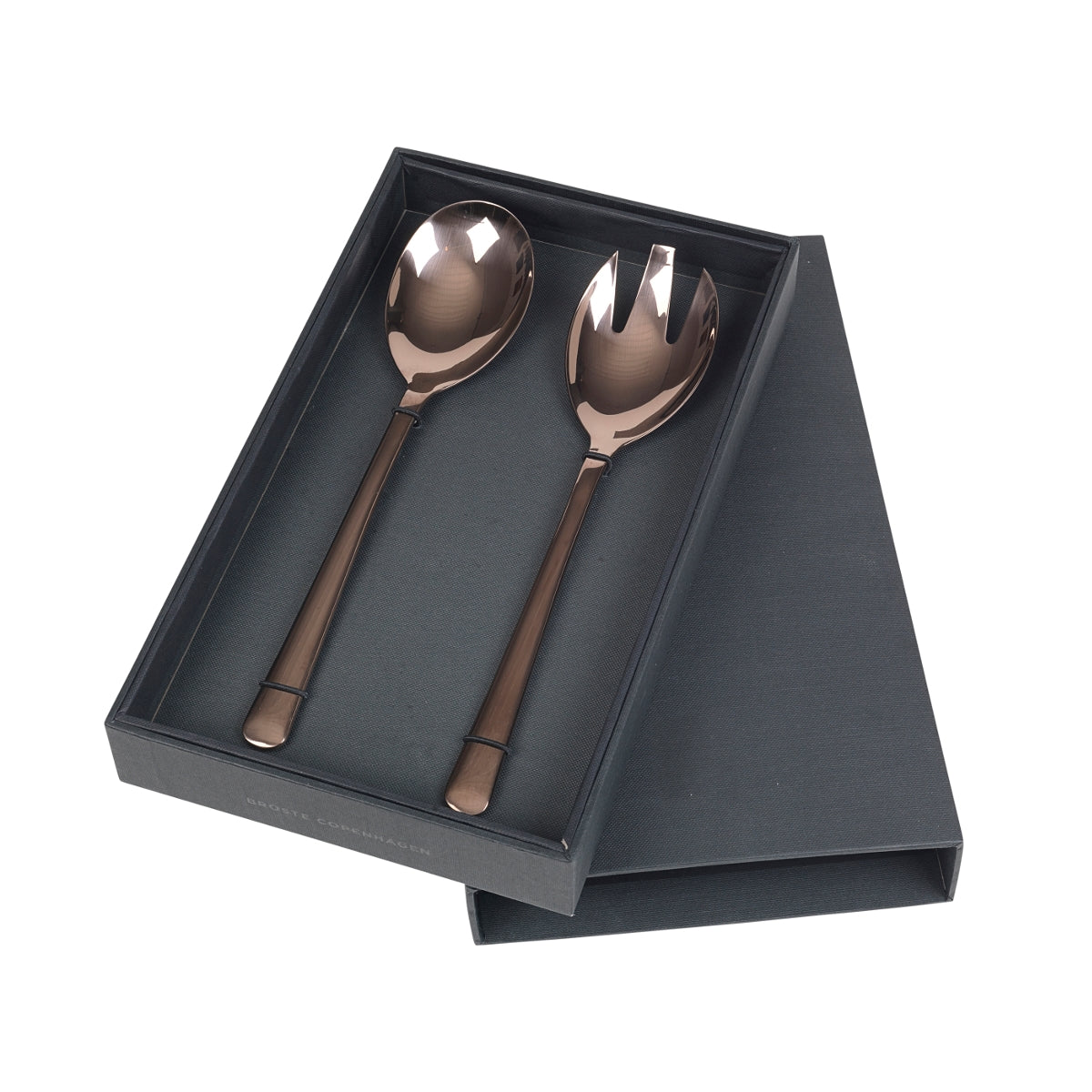 Broste Copenhagen HUNE Salatbesteck titanium espresso Set 2tlg.