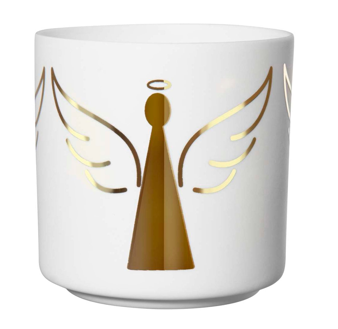 ASA Windlicht Engel zylindrisch weiss/gold 6,8 cm