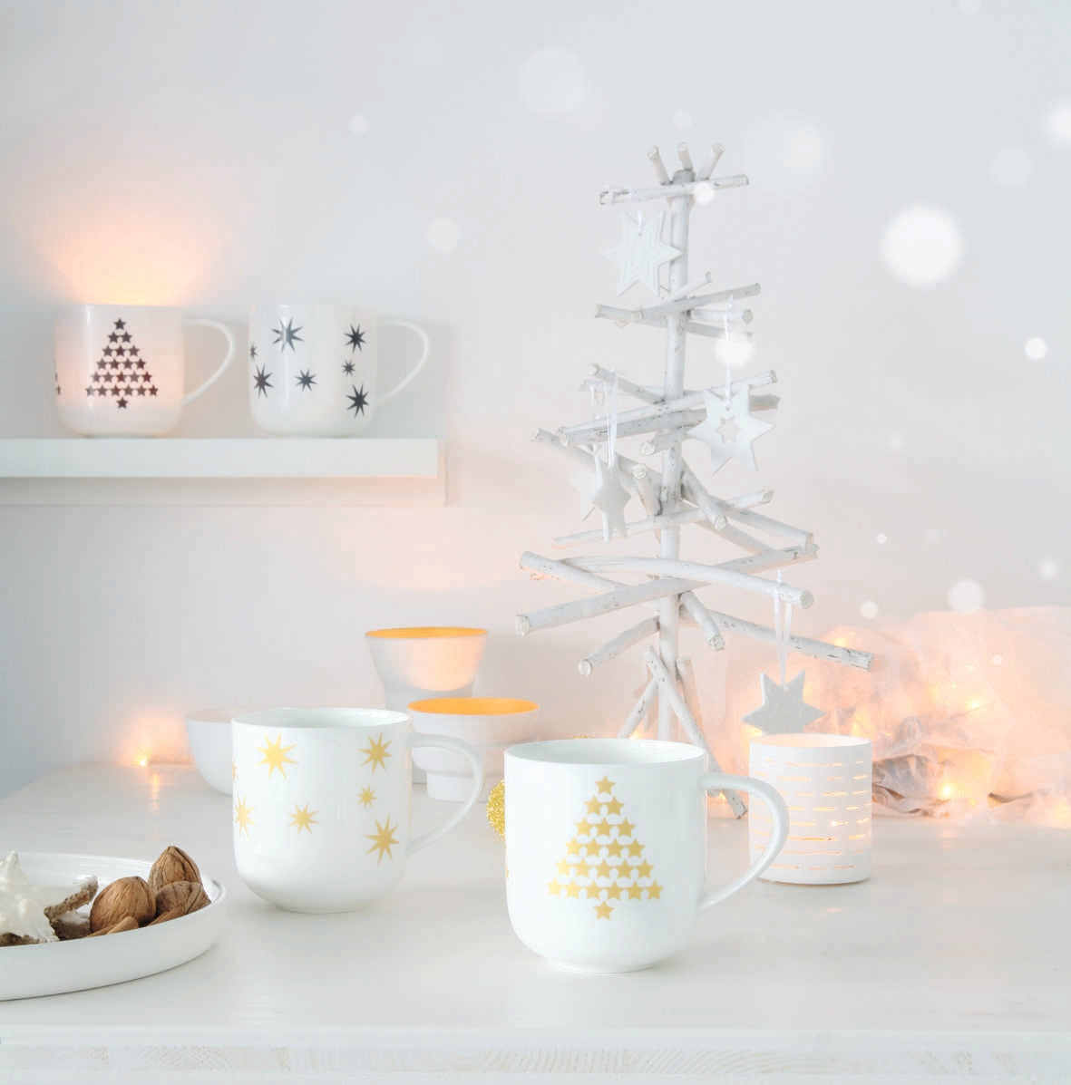ASA Xmas Henkelbecher Merry XMAS weiss/gold 0,35 l – Tischideen & Ambiente