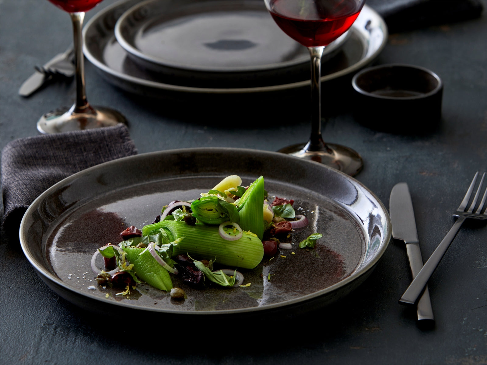 Bitz Speiseteller matt grey / shiny grey 27 cm