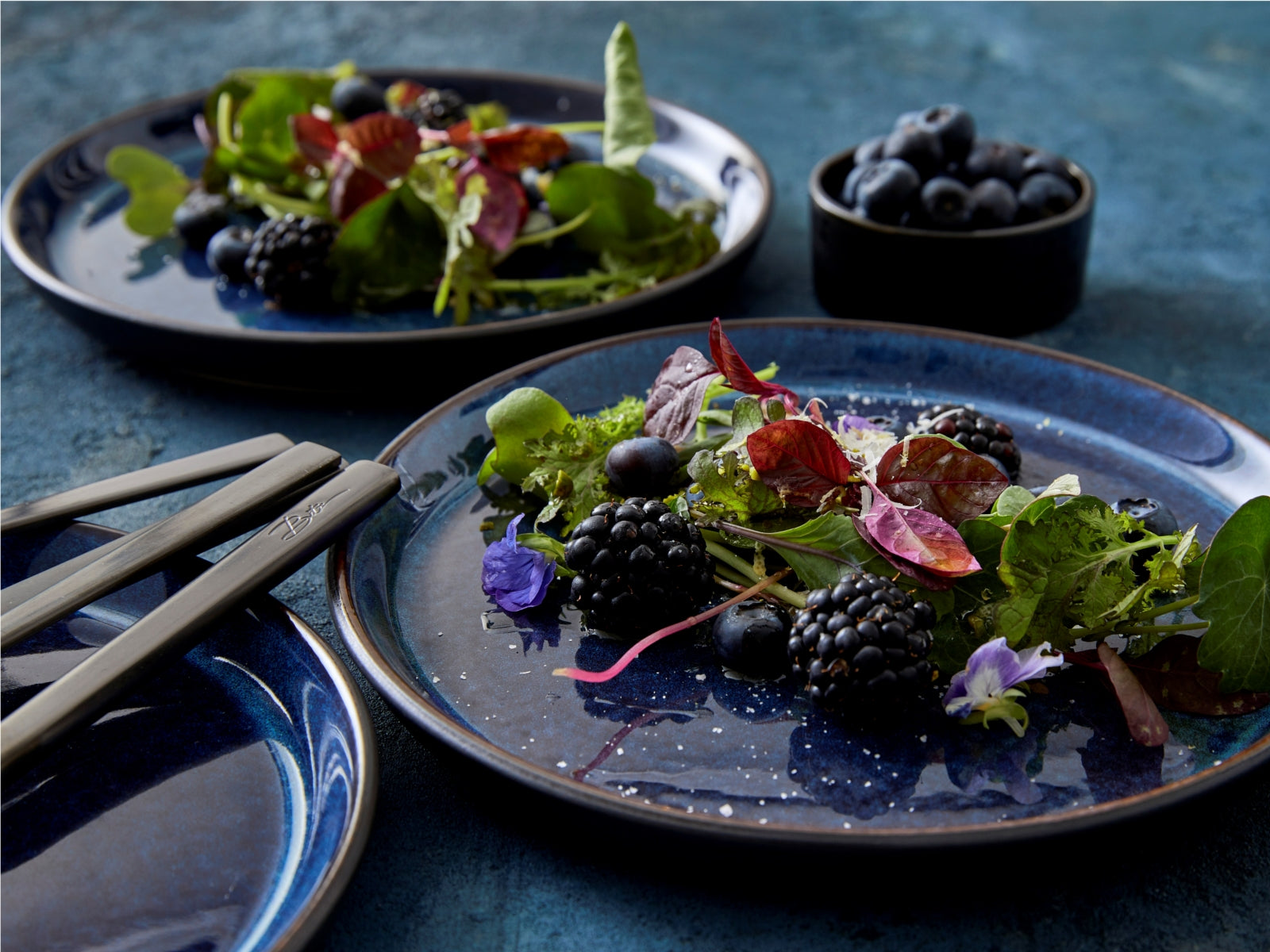 Bitz Speiseteller matt black / shiny dark blue 27 cm