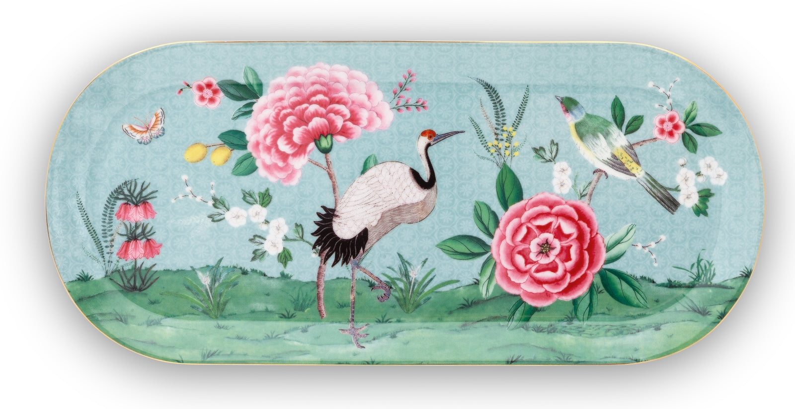 PIP STUDIO Blushing Birds Tortenplatte blue 33 x 15 cm