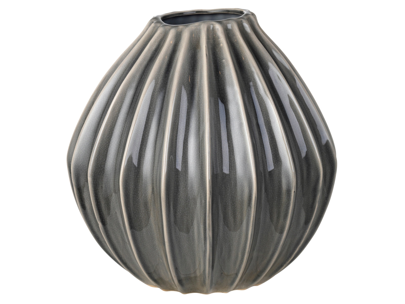 Broste Copenhagen WIDE Vase L Keramik Smoked Pearl 30 cm
