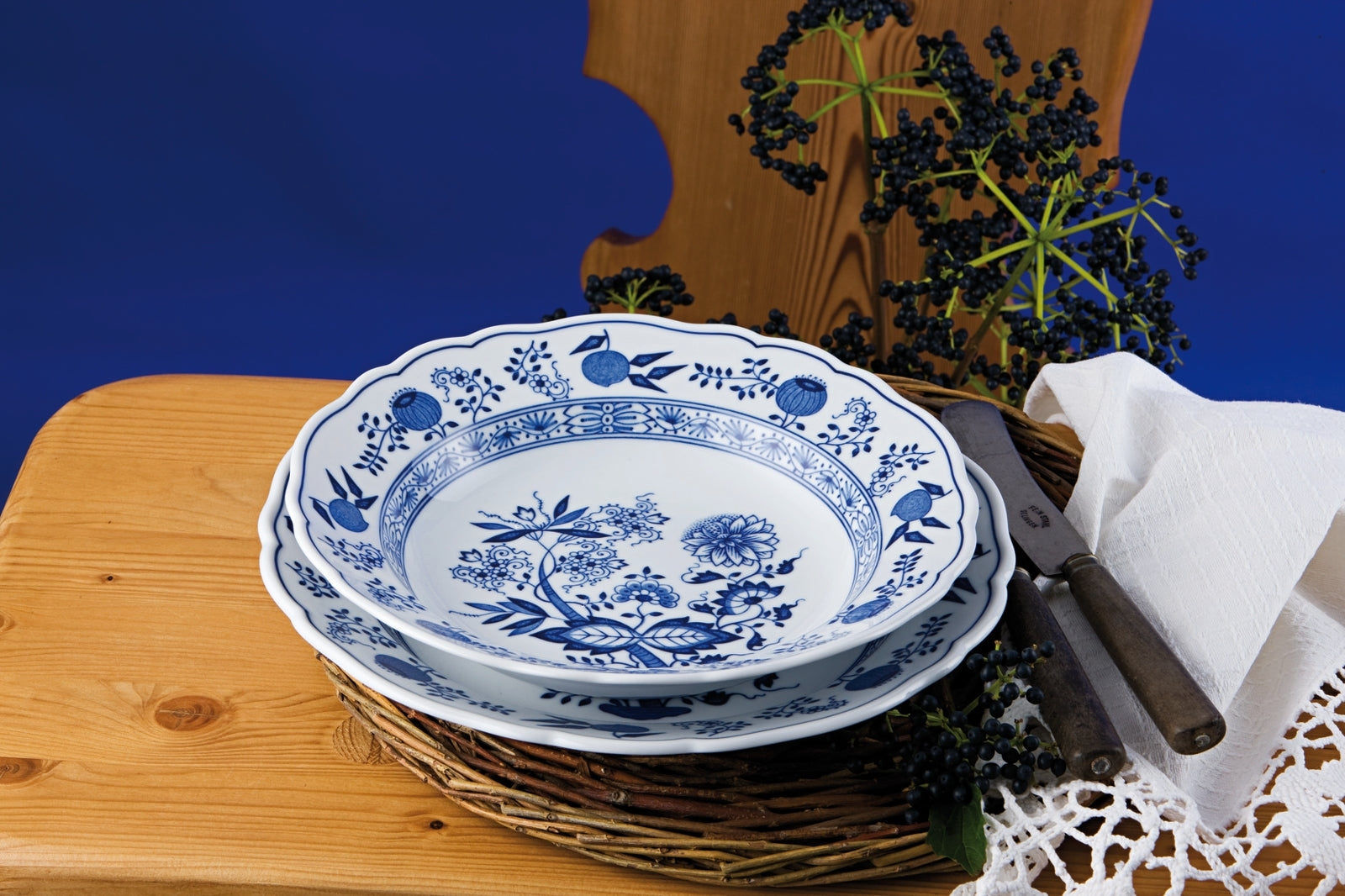 Hutschenreuther Blau Zwiebelmuster Frühstücksteller m Fahne 19 cm - Produktbild 2