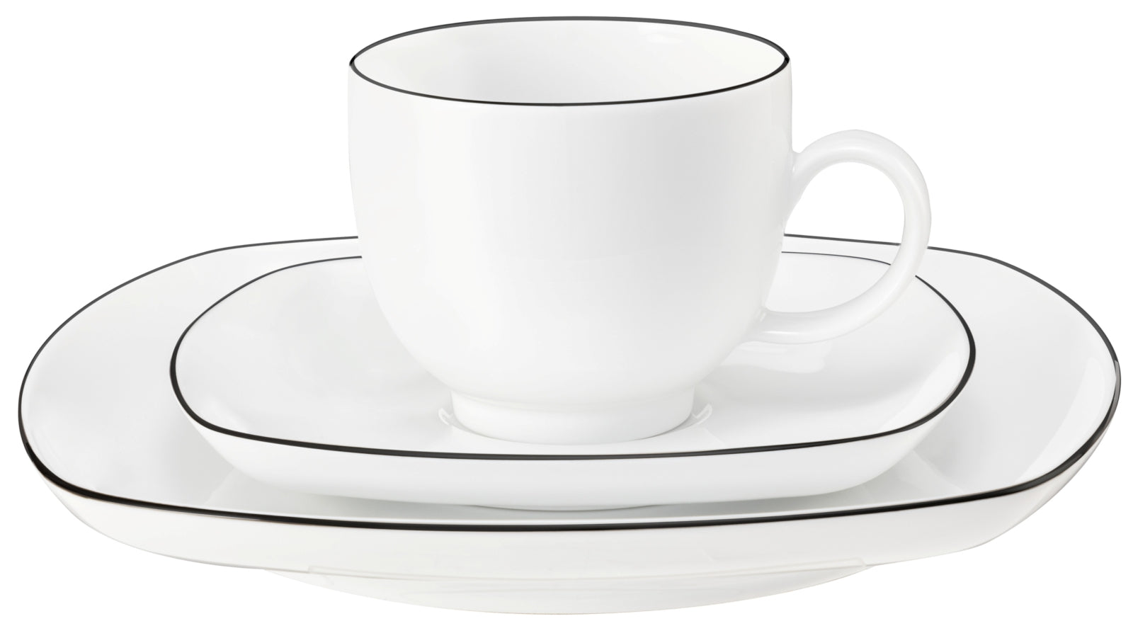 Seltmann Weiden Lido Black Line Kaffeeservice 18tlg. eckig