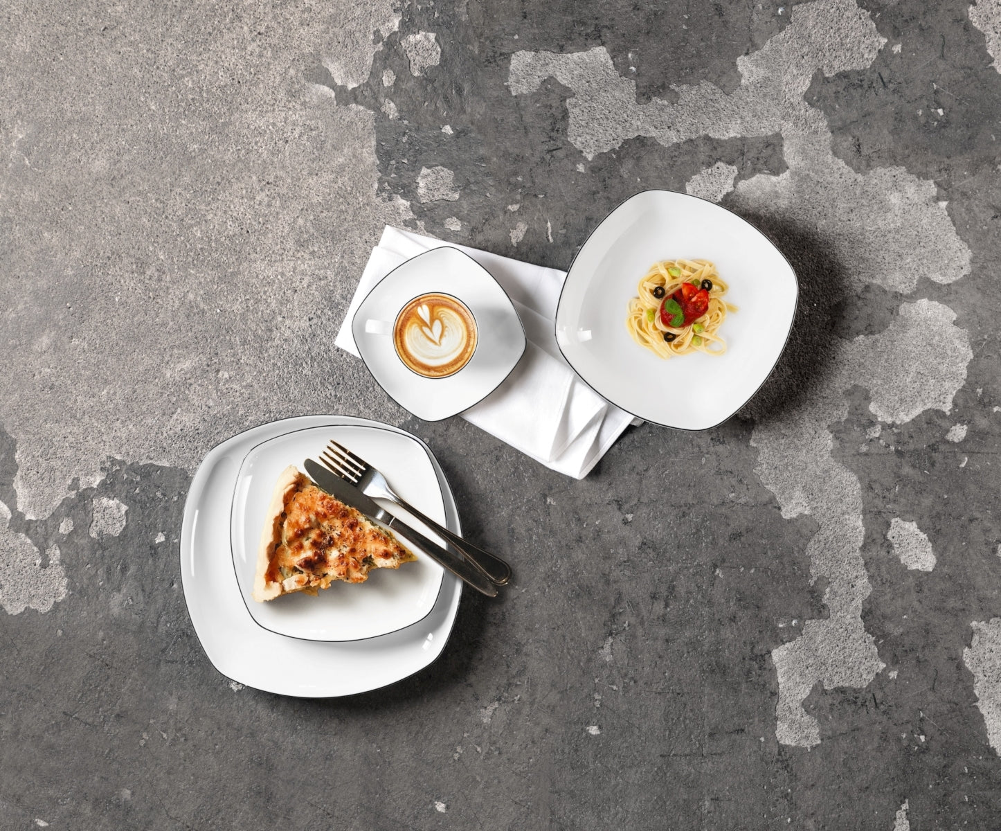 Seltmann Weiden Lido Black Line Kaffeeservice 18tlg. eckig