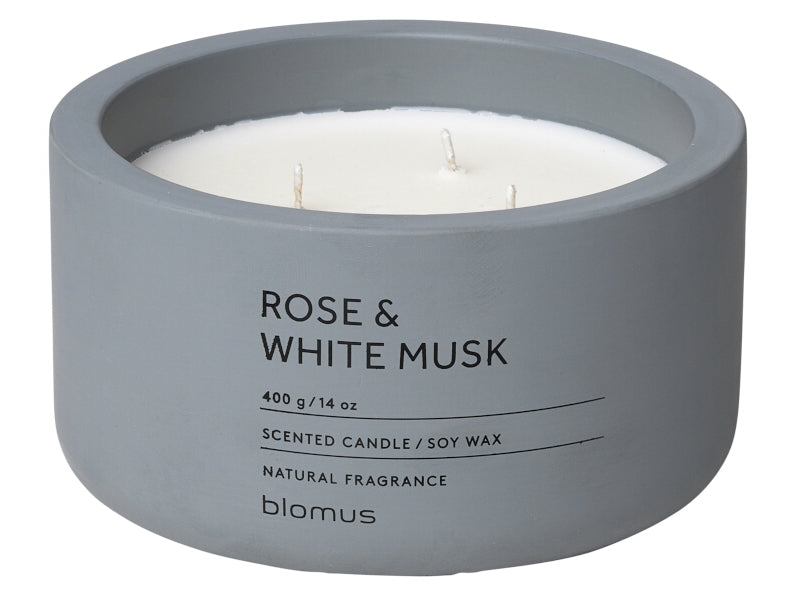 Blomus FRAGA Duftkerze flintstone Rose & White Musk 13 cm