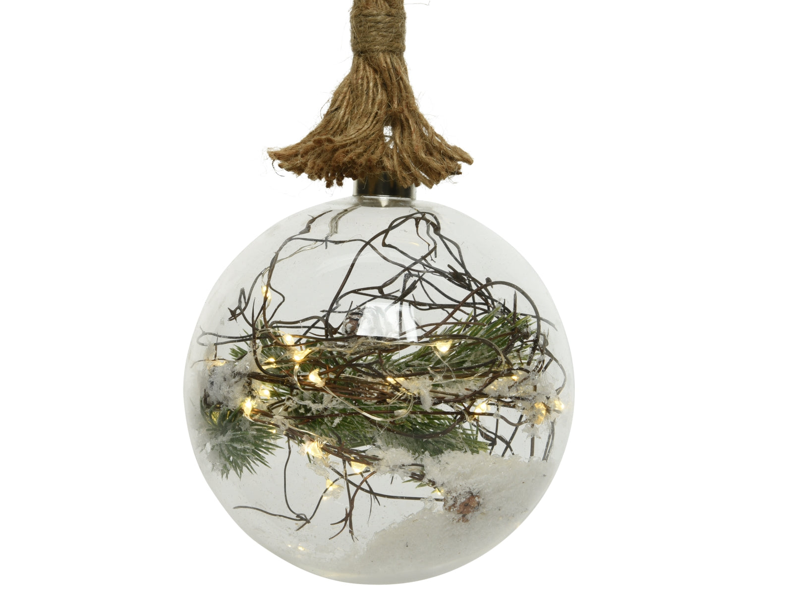 Lumineo Micro LED Kugel klar mit Zweig 20 cm Freisteller 1