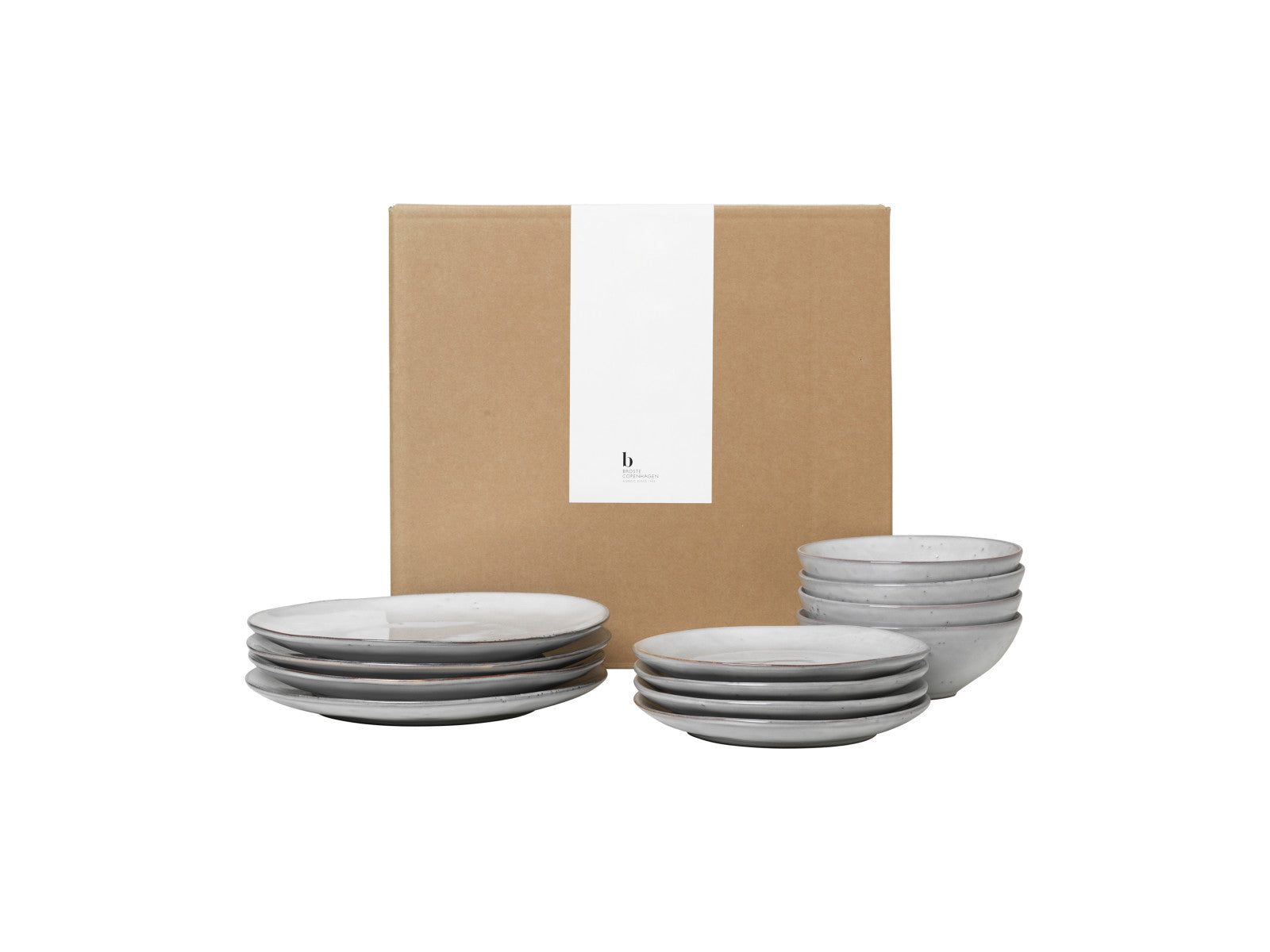 Broste Copenhagen NORDIC SAND Tafelset mit großer Schale 12tlg