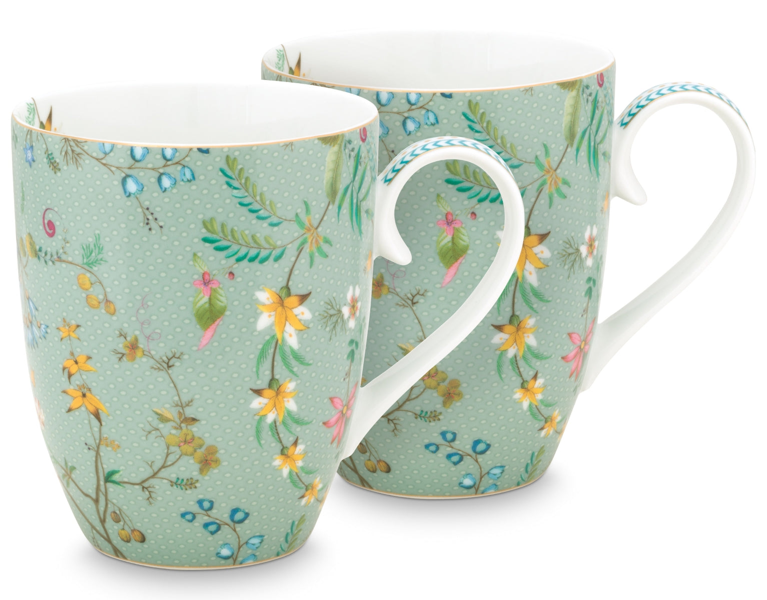 PIP STUDIO Jolie Flowers Blue Becher mit Henkel gross Set2