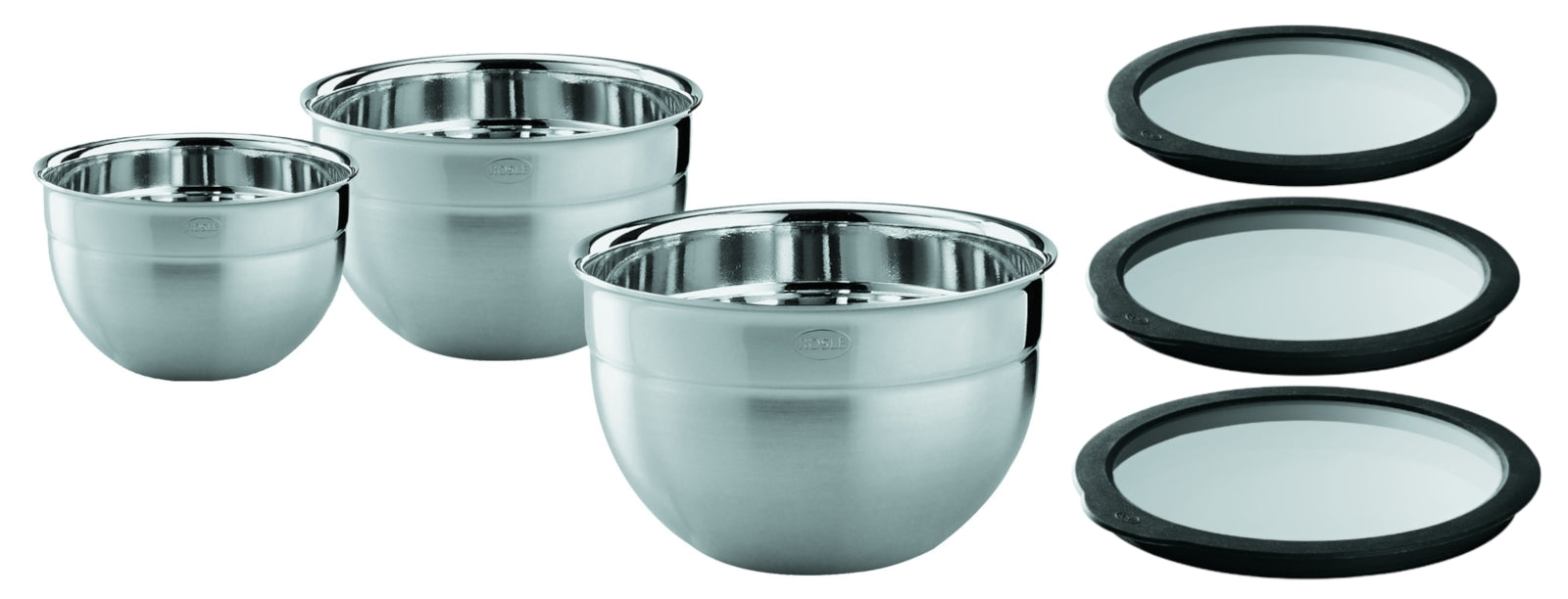 Rösle Schüssel-Set hoch mit Frischhaltedeckeln Ø8/12/16 Freisteller 