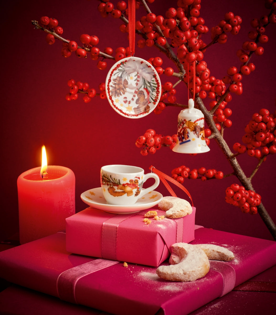 Hutschenreuther Set Regalo 6 Mini Campane Di Natale In Porcellana - Edizione Speciale 45° Anniversario, Motivi Dal 2018 Al 2023, Oggetto Da Collezione, Eleganza