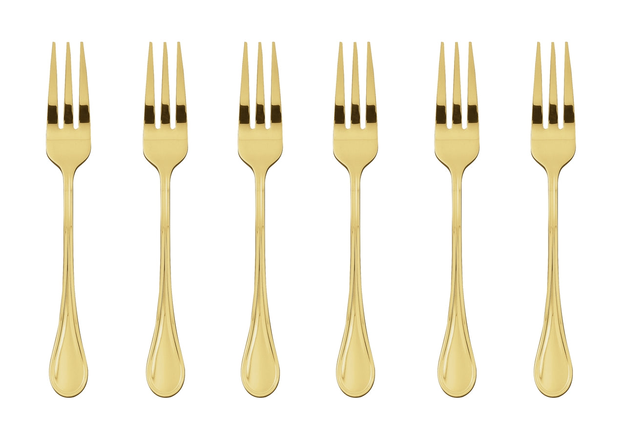 Sambonet Royal Edelstahl/PVD Gold Kuchengabeln Set 6