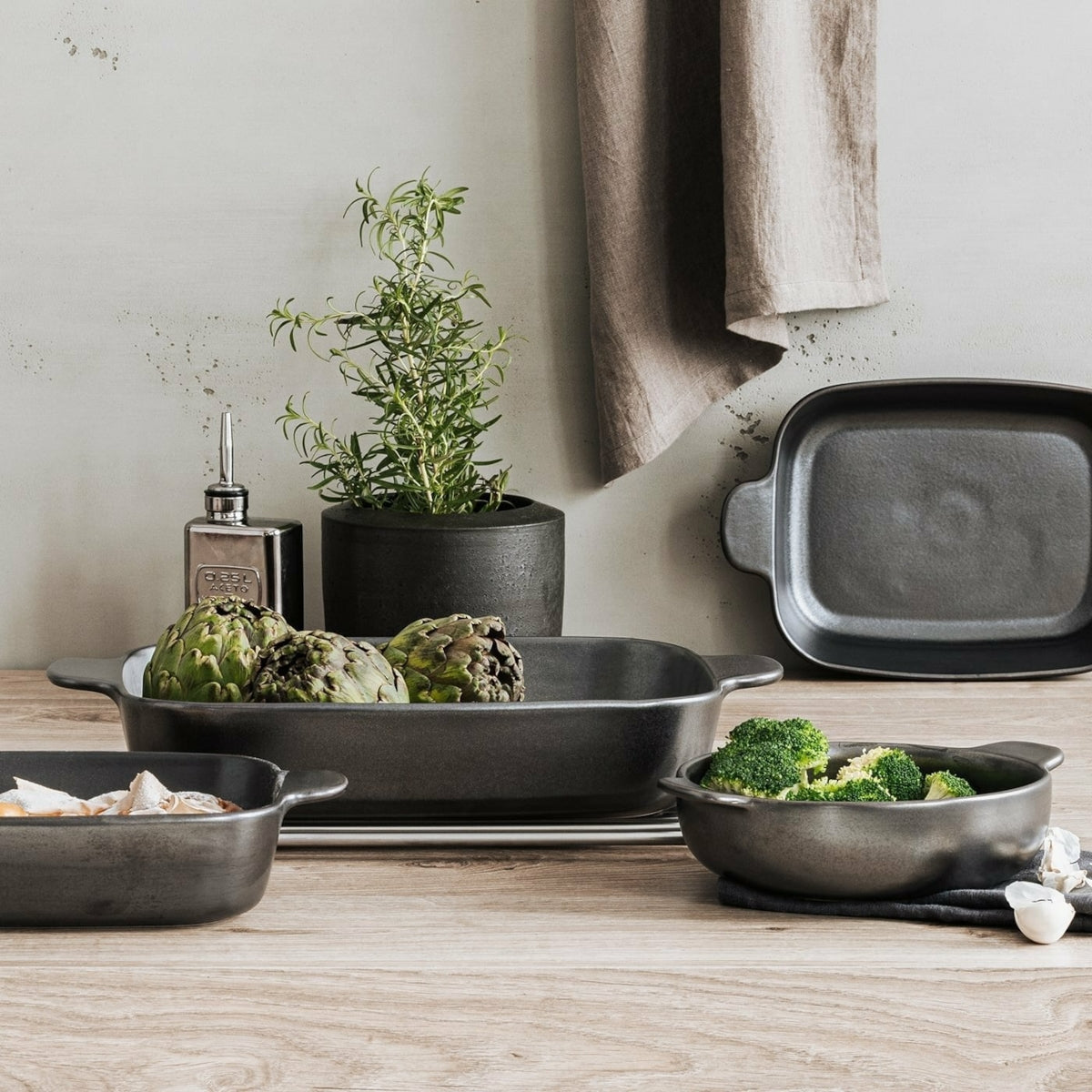 Thomas Keramik Anthrazit Auflaufform klein rund