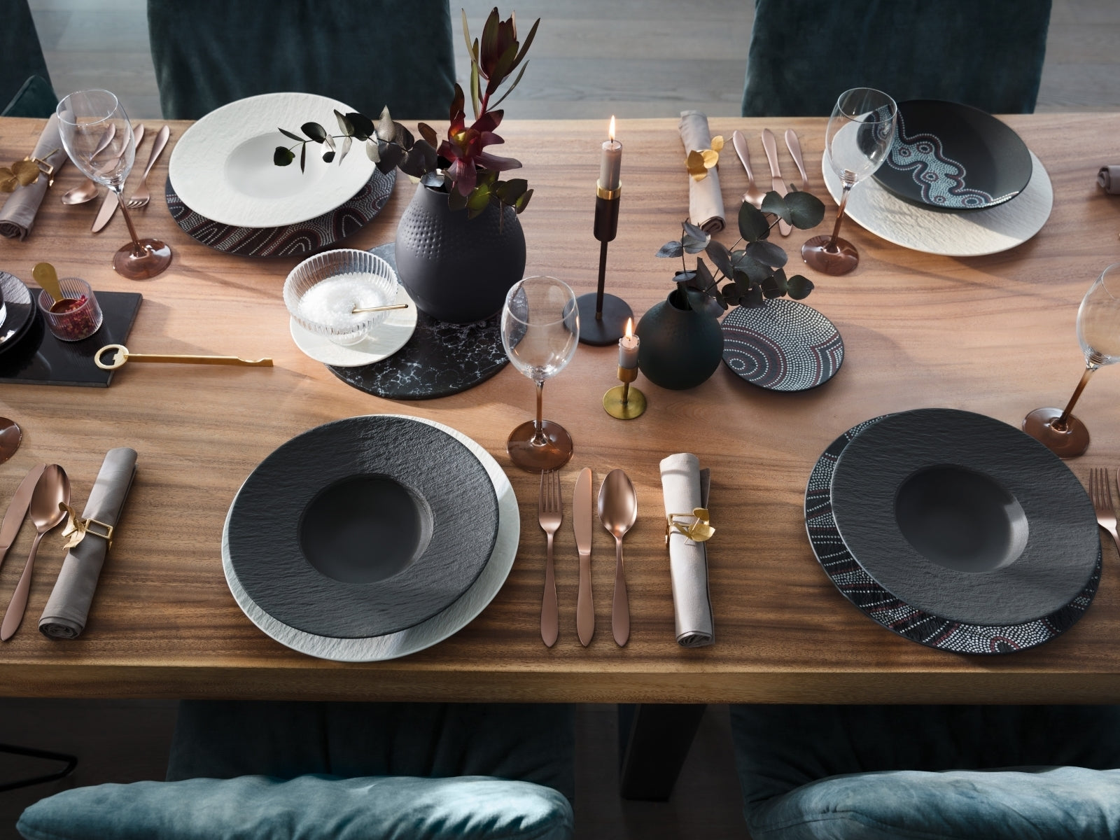 Villeroy & Boch Manufacture Rock Universalteller Coupe 25 cm Set6 Lifestyle 1