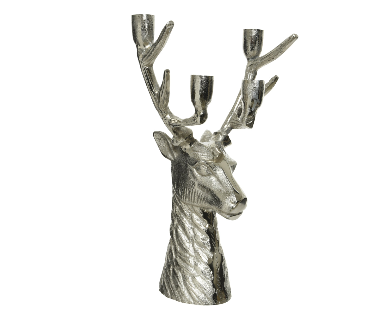 Decoris Kerzenhalter Hirsch silber 20 x 14 x 35 cm