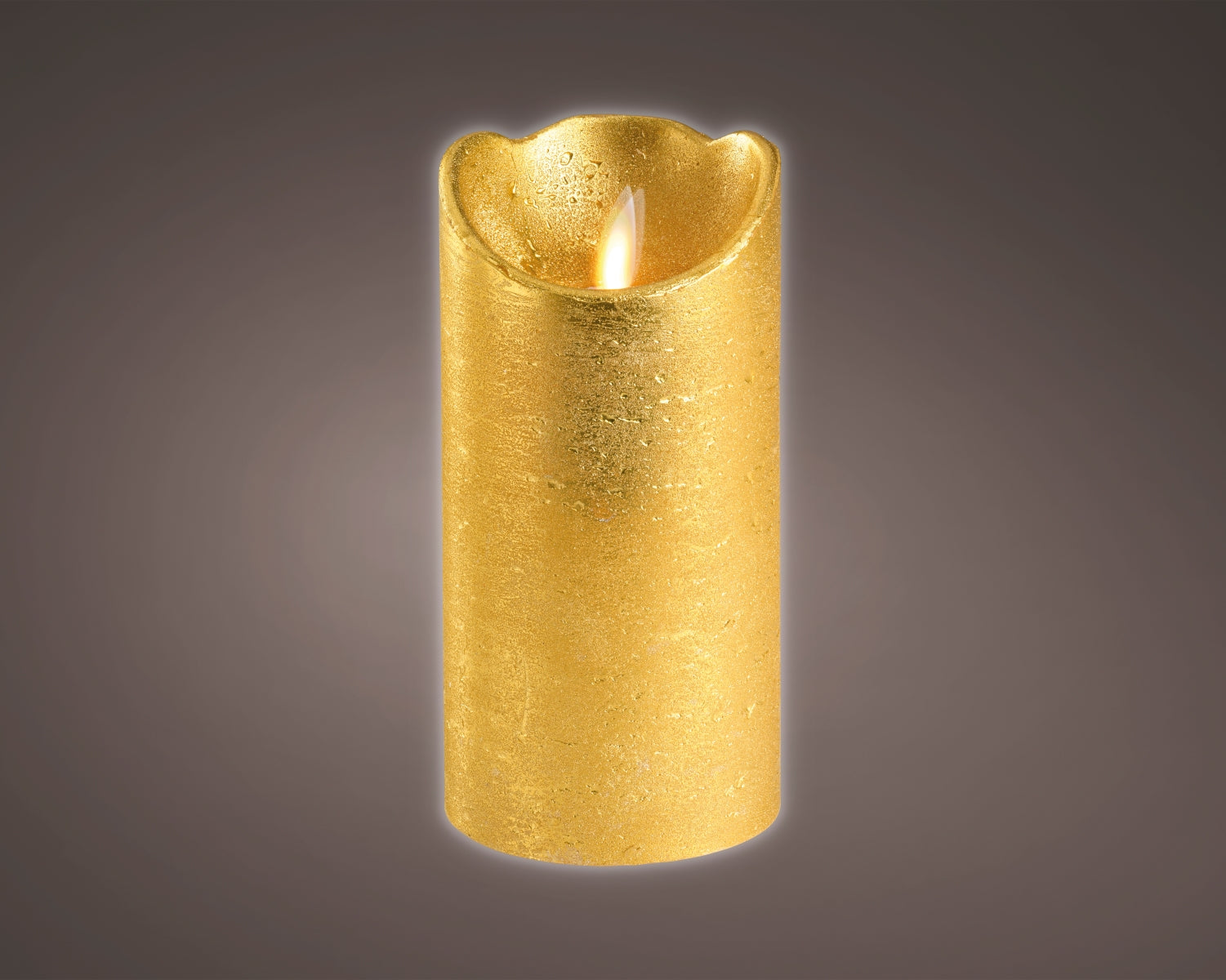 Lumineo LED Flackerkerze Indoor gold 7,5 x 15 cm