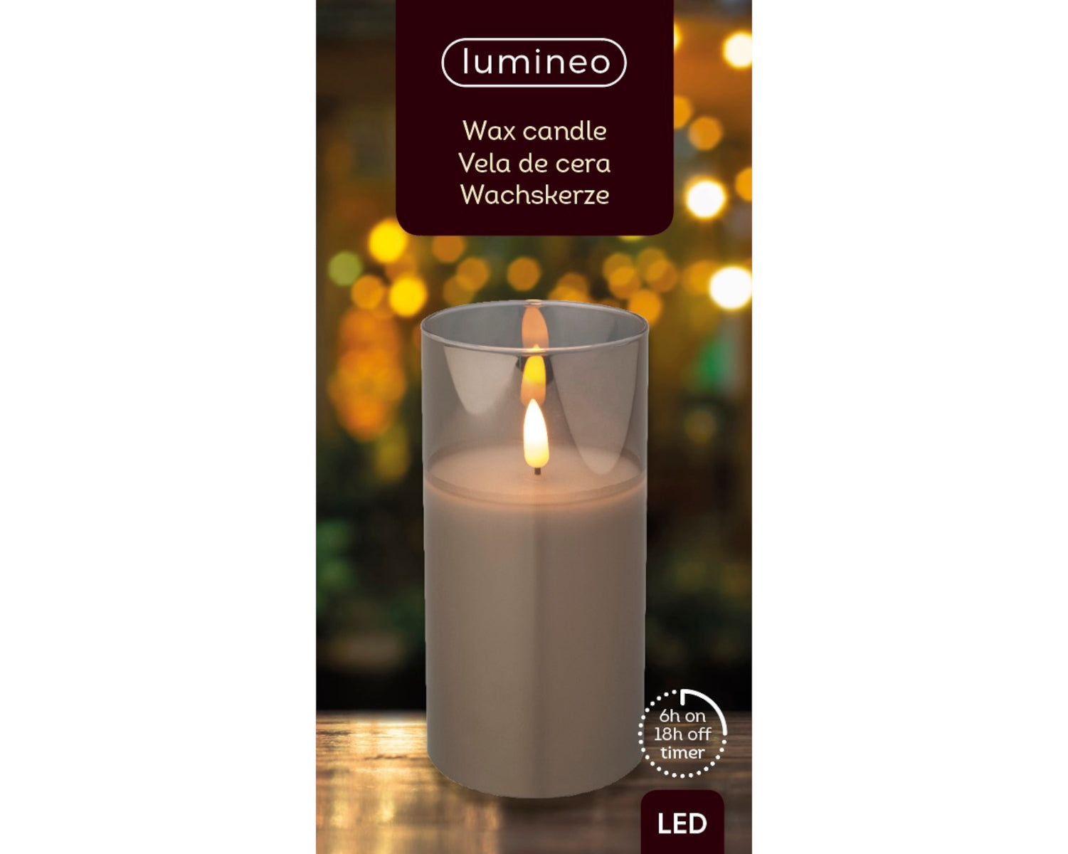 Lumineo LED Kerze Wachs Indoor smokey-grey 15 cm