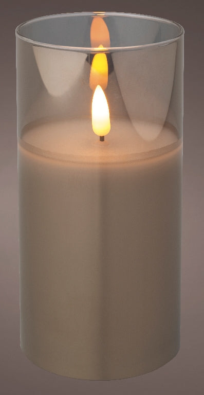 Lumineo LED Kerze Wachs Indoor smokey-grey 15 cm