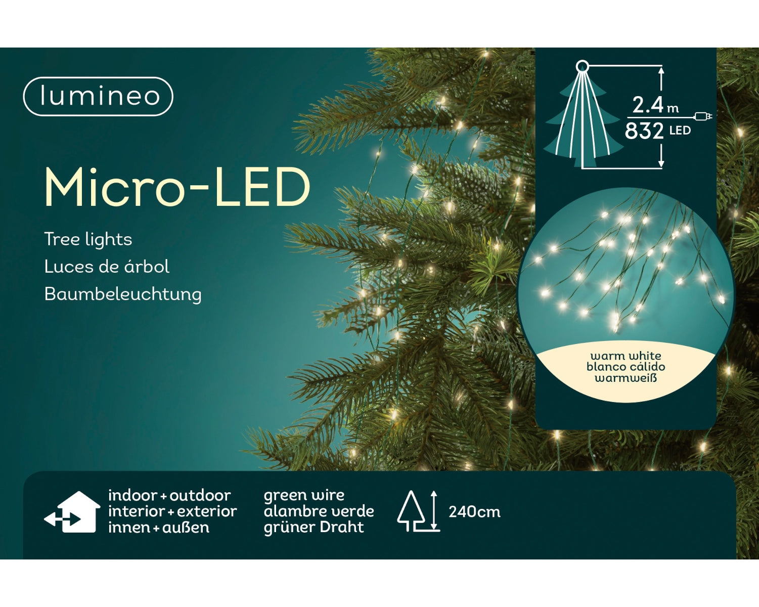 Lumineo Micro LED Baumbeleuchtung grün 240 cm