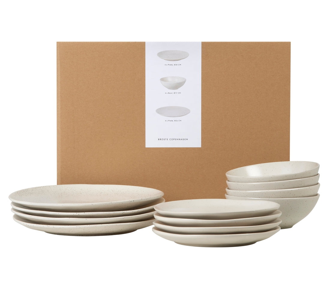 Broste Copenhagen NORDIC VANILLA Tafelset mit großer Schale 12tlg