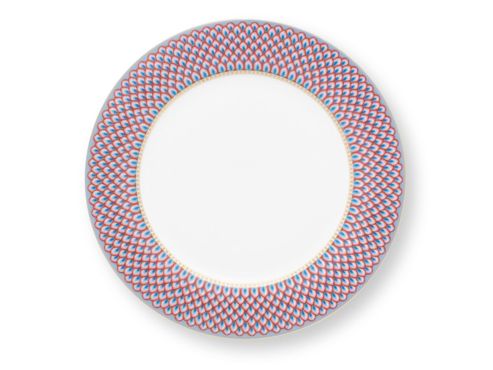 PIP STUDIO Flower Fest. Scallop Teller LightBlue/red 26,5cm Freisteller 1