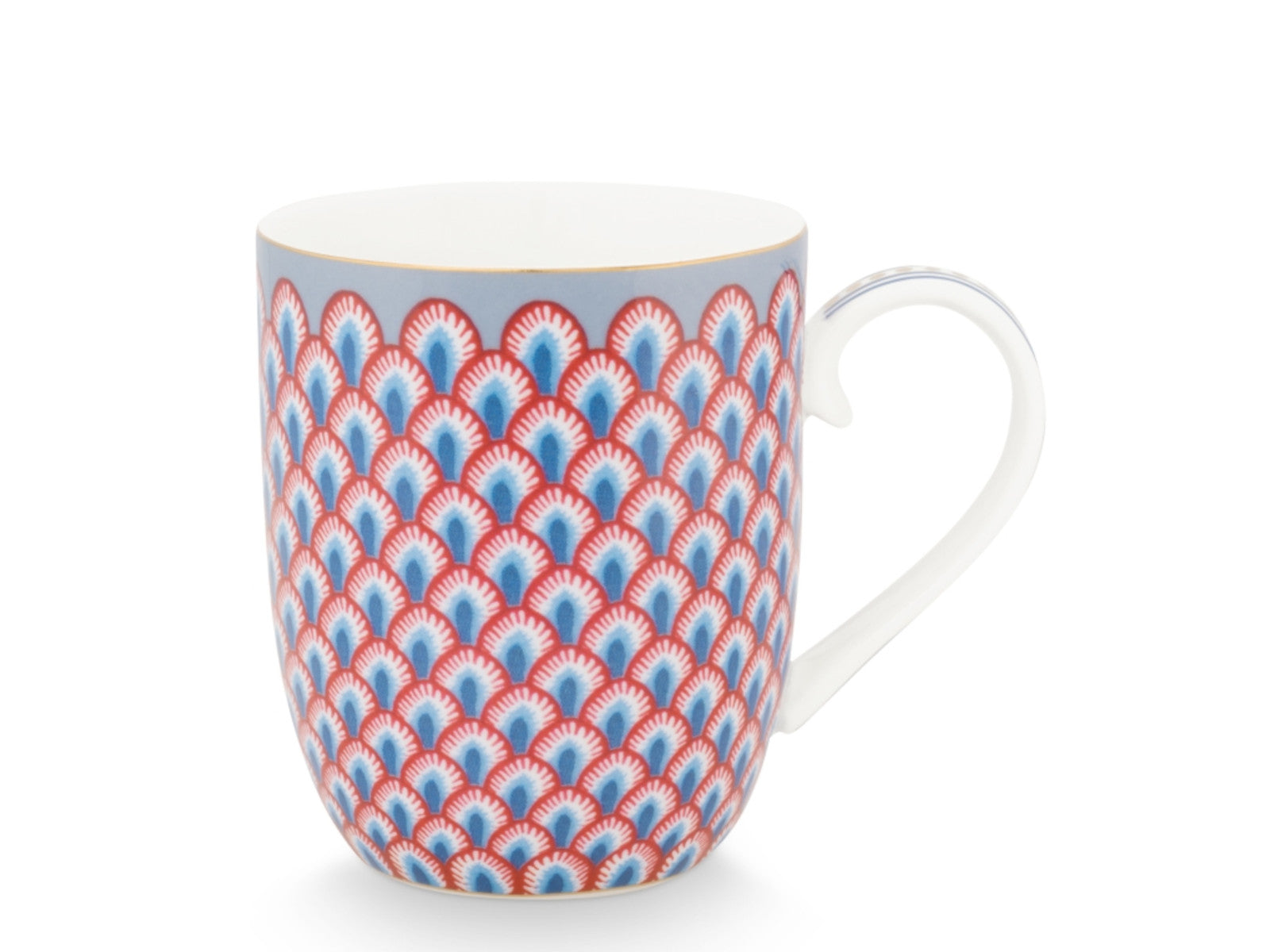 PIP STUDIO Flower Fest. Scallop Henkelb. LightBlue/red 145ml Freisteller 1