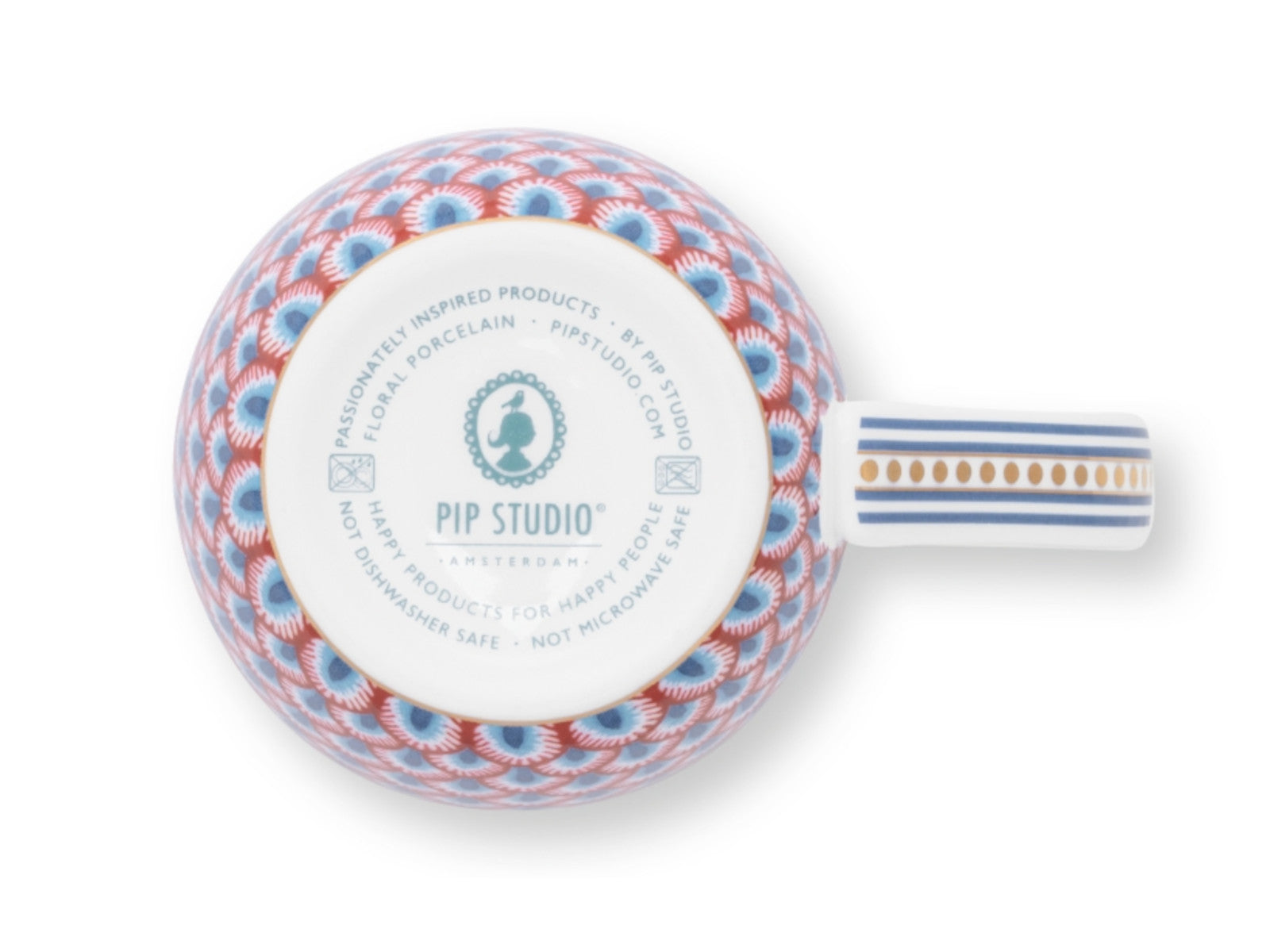 PIP STUDIO Flower Fest. Scallop Henkelb. LightBlue/red 145ml Freisteller 2