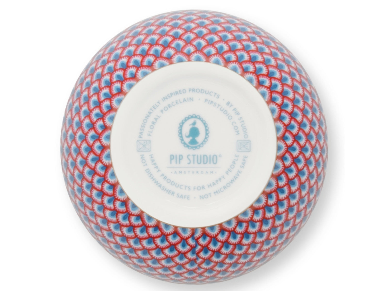 PIP STUDIO Flower Festival Scallop Bowl LightBlue/red 9,5cm Freisteller 2