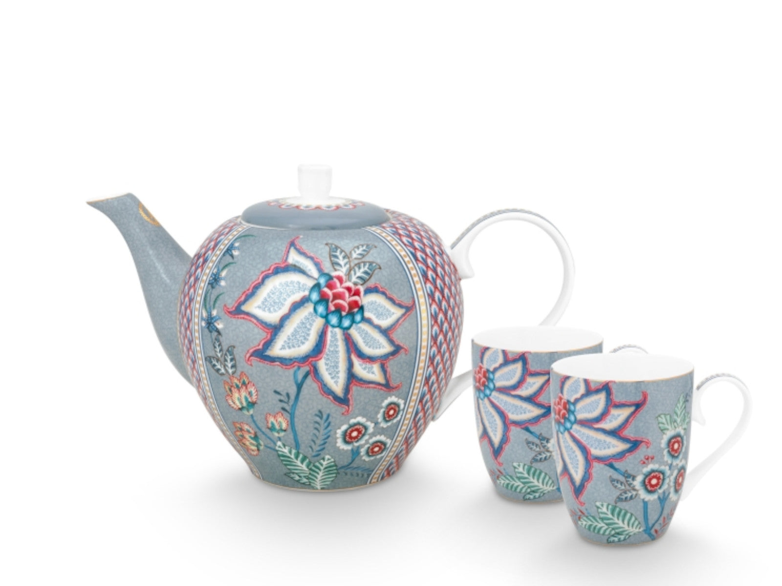 PIP STUDIO Flower Festival Teeset Light Blue Set3 Freisteller 