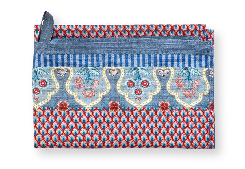 PIP STUDIO Flower Festival Geschirrtuch Blue-rot 50 x 70 cm