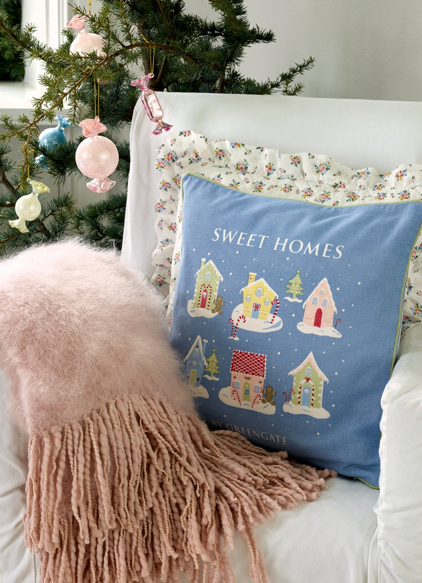 Greengate Laura Stoffserv. mit Spitze dusty blue 40 x 40 cm