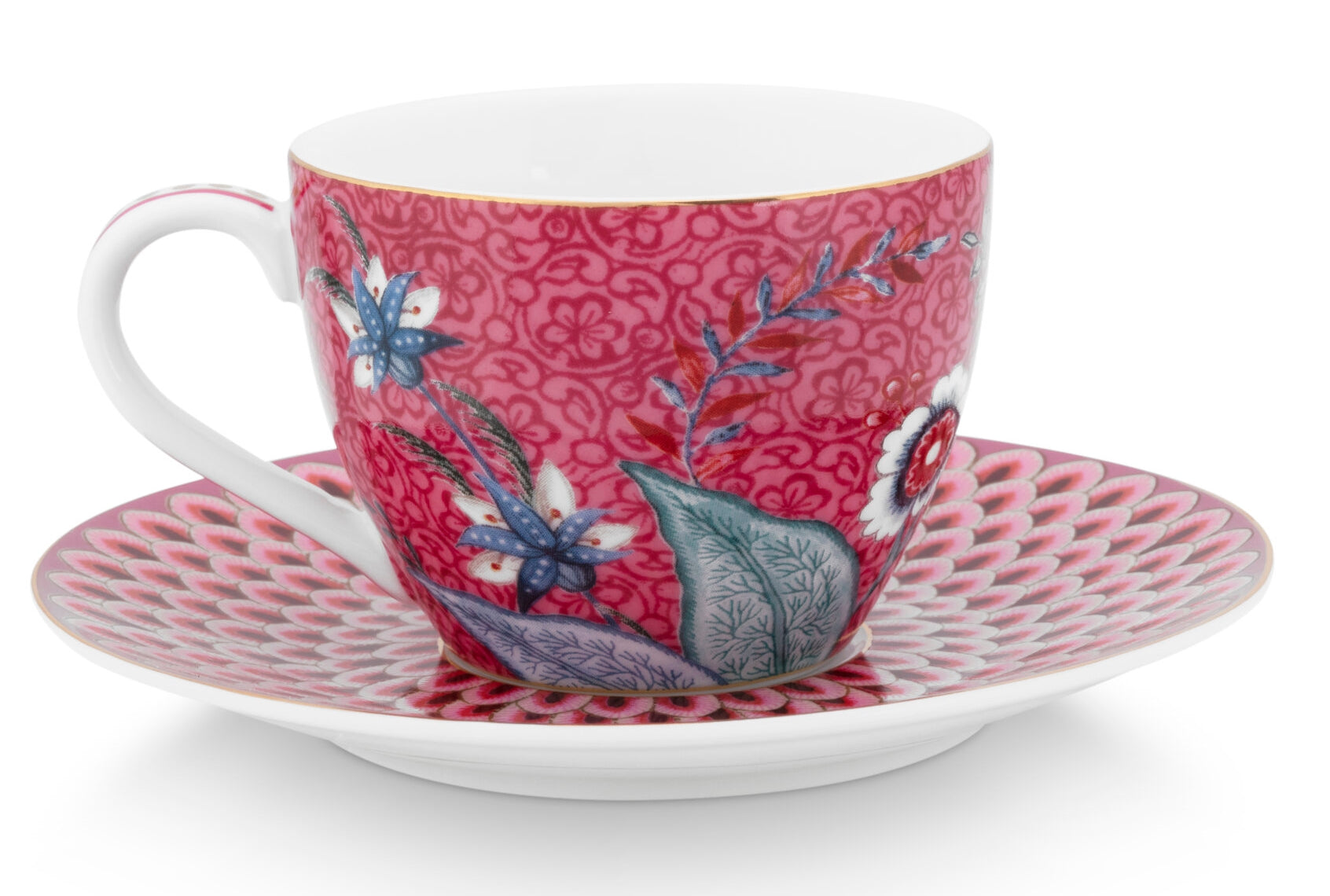 PIP STUDIO Flower Festival Espressot. m. Unt. dark pink 120ml