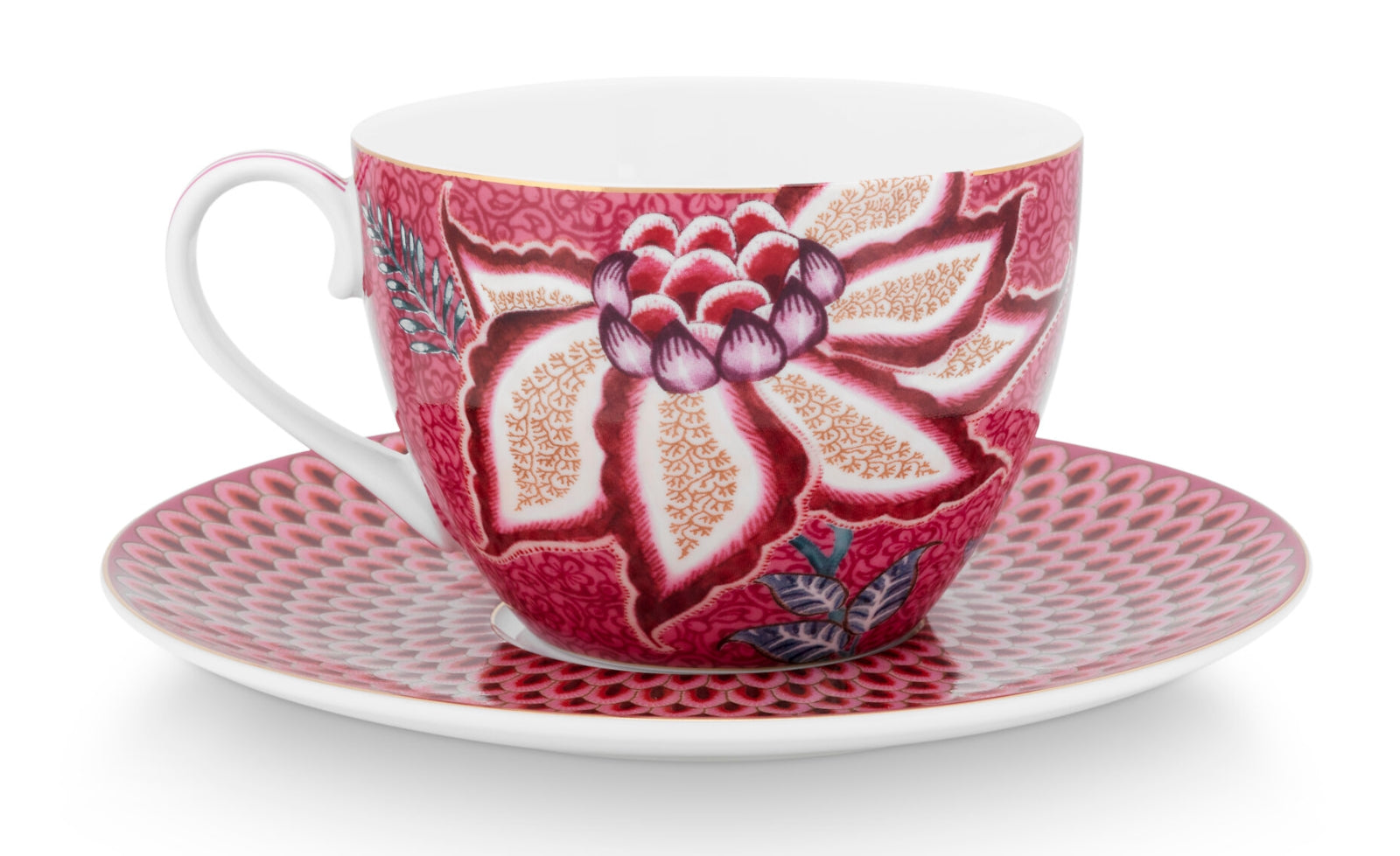 PIP STUDIO Flower Festival Tasse mit Untert. dark pink 280ml