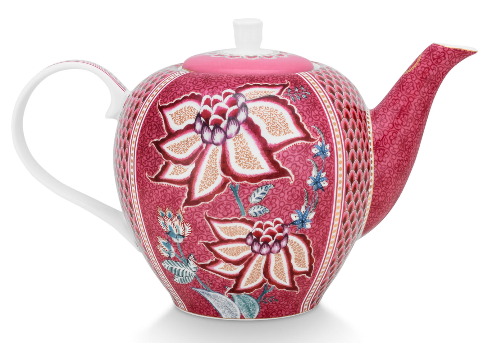 PIP STUDIO Flower Festival Teekanne large dark pink 1,6 l