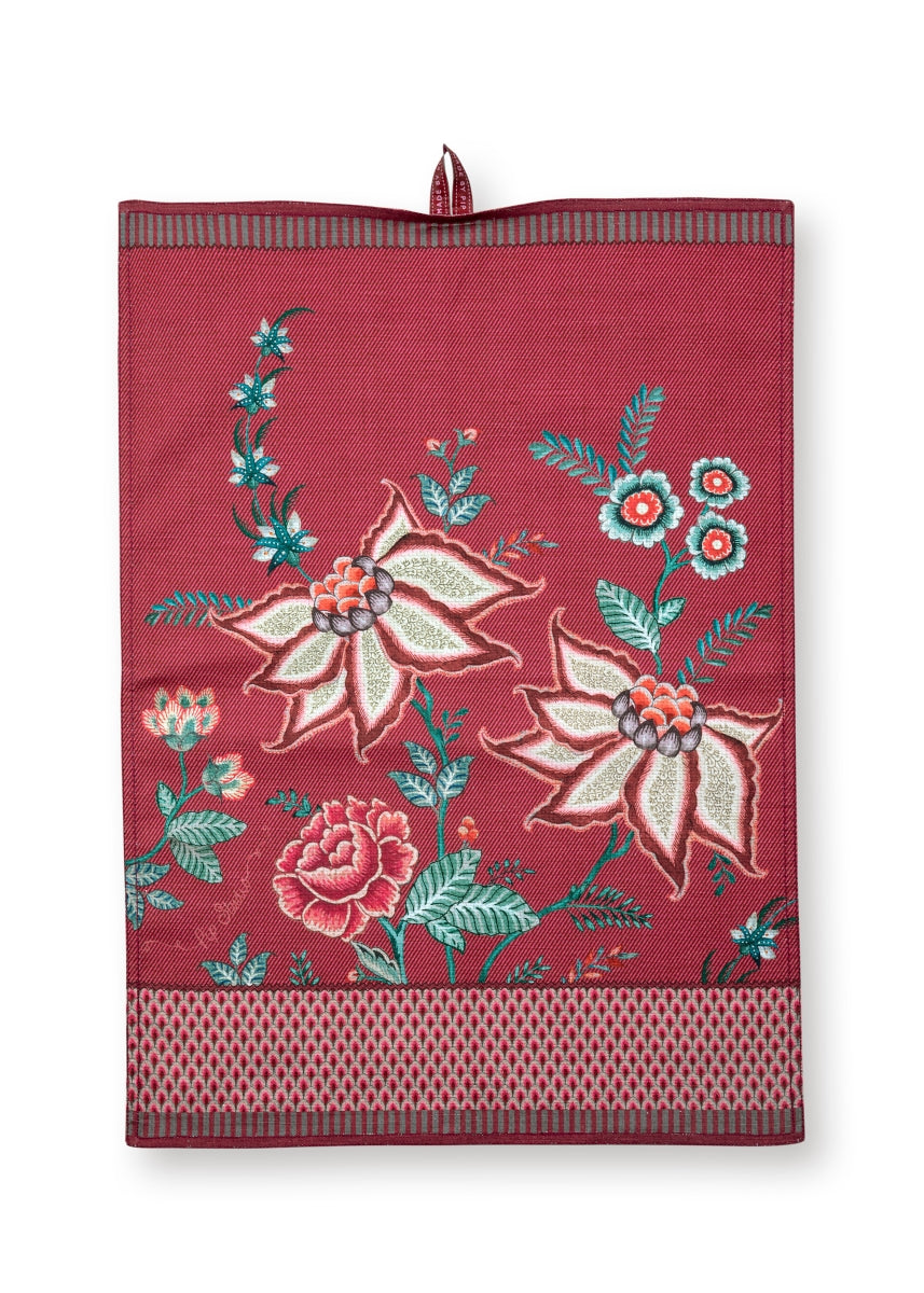 PIP STUDIO Flower Festival Geschirrtuch dark pink 50 x 70 cm