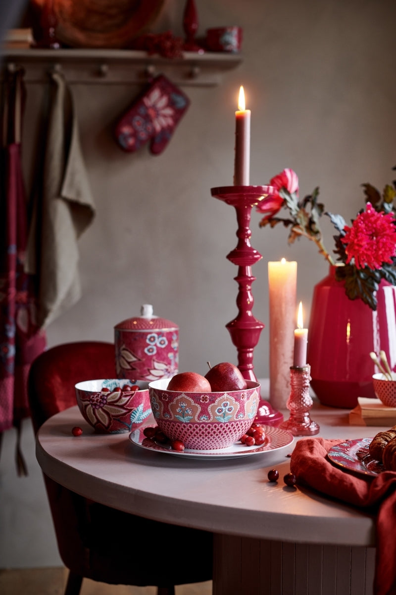 PIP STUDIO Flower Festival Geschirrtuch dark pink 50 x 70 cm