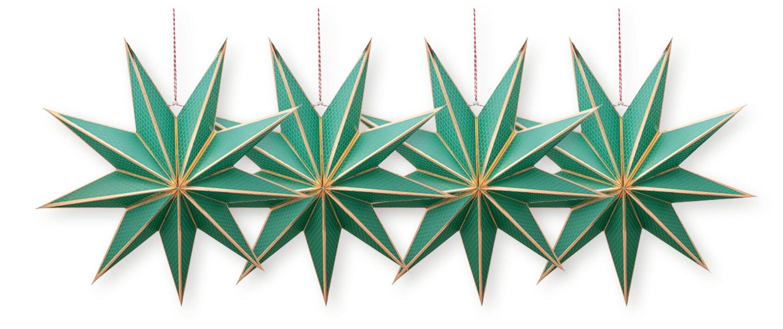 PIP STUDIO Christmas Star Paper overall print green 20cm Set4
