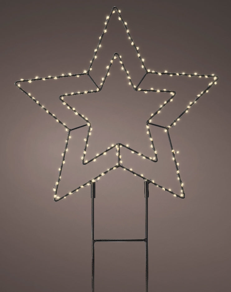 Lumineo Micro LED Gartenstecker Metall Stern schwarz 38cm