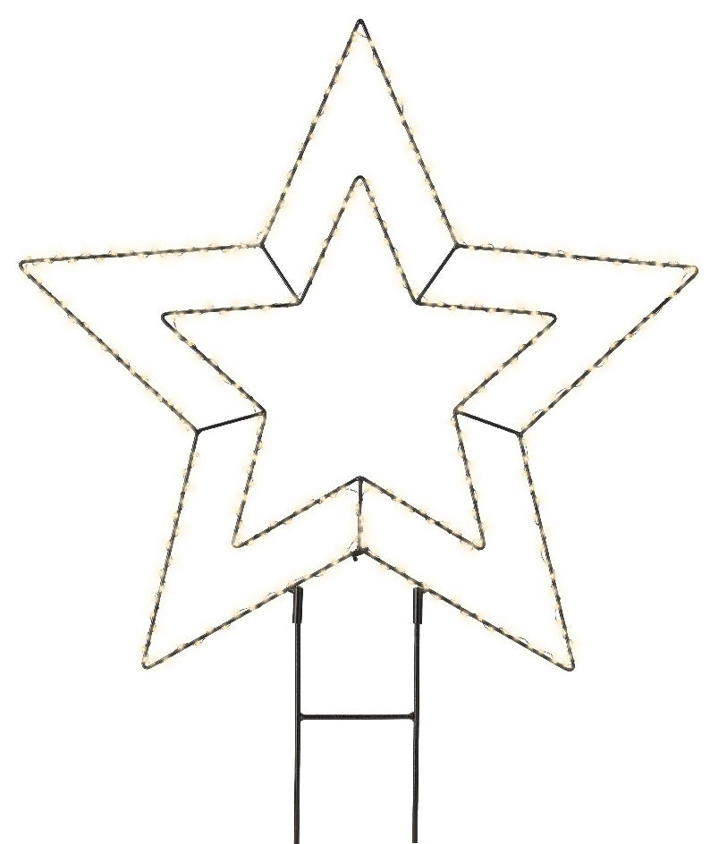 Lumineo Micro LED Gartenstecker Metall Stern schwarz 58cm