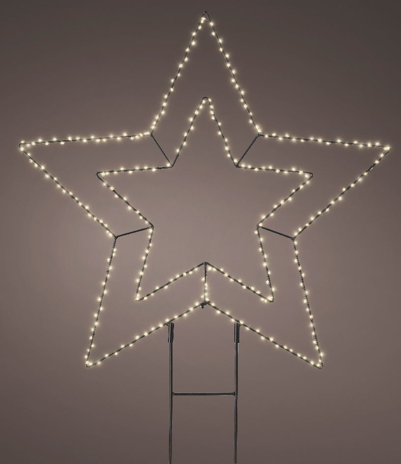 Lumineo Micro LED Gartenstecker Metall Stern schwarz 58cm